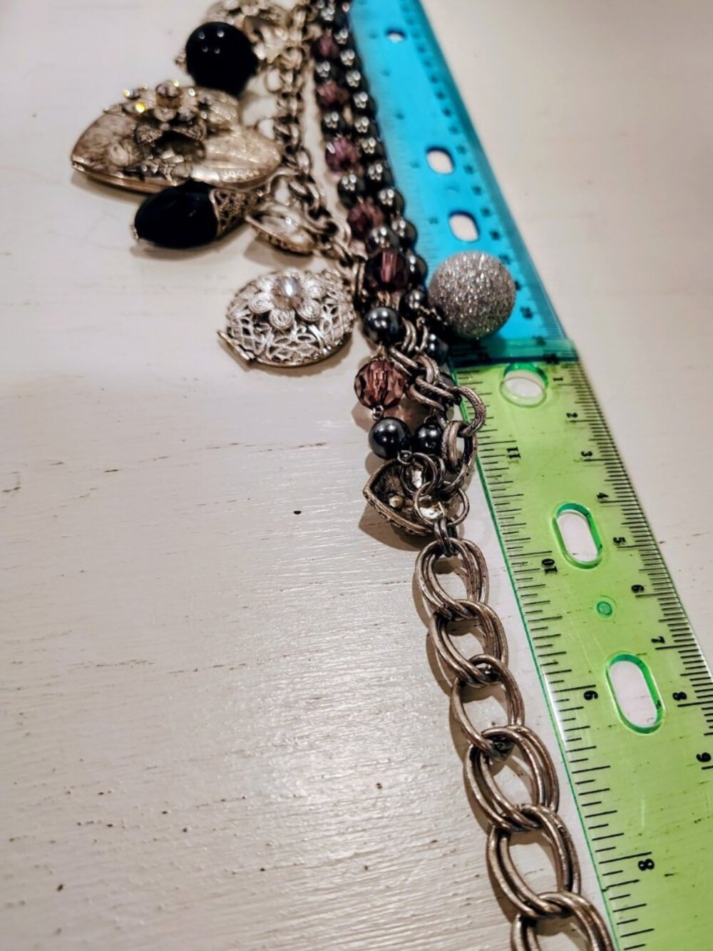 Boho Chic Vintage Style 3 Layer Silver Metal Bling Necklace Lockets - Picture 16 of 16